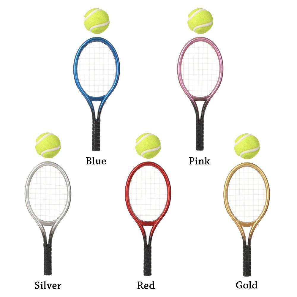 Garden Gift Sport Tennis Model Miniature Tennis Racket Mini Tennis Racket&Ball Doll House Tennis