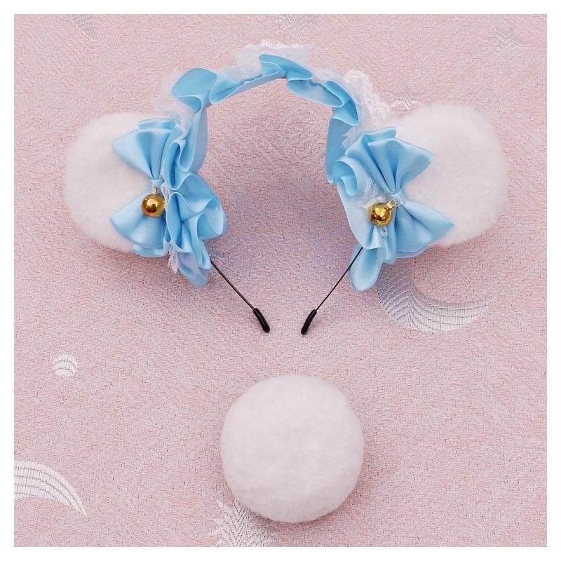 A Handmade Olita Animal Ear Headband, Lolita Jewelry, Lace Bear Ear Headband.