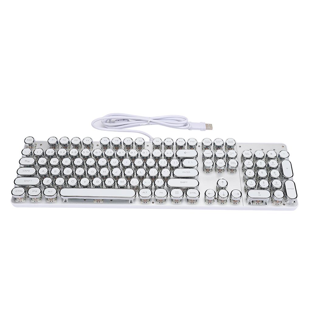 900‑5 White Mechanical Keyboard with Retro Round Cap Computer Parts