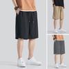 Men Shorts Adjustable Drawstring Waist Casual Trousers with Reinforced Pockets Solid Color