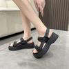 Platform Sandals Women's Summer New Muffin Open-toed Velcro Sandals Casual Contrasting Beach Women's Shoes