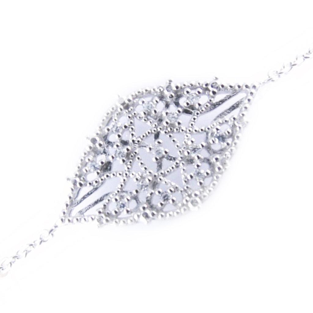 Les Trésors De Lily [L3885] - White 'Carmen' Silver Bracelet