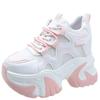 Fashion Fashion Chunky Sneakers Women Autumn Lace Up Platform Sports Shoes New Woman 10CM Thick Bottom High Heels Female Leather Pumps