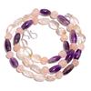 Natural Amethyst Rose Quartz Crystal Gemstone Smooth Beads Necklace 17" UB-3035 UB-3035