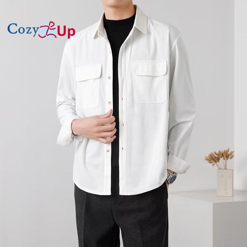 Cozy Up Men's Casual Shirt Corduroy Long Sleeve Button Down Work Shirt Jacket with Pockets