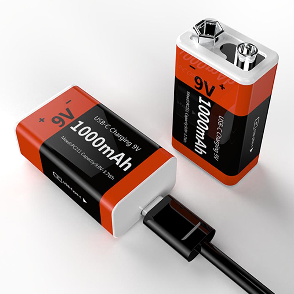 9V Rechargeable Battery 1000mAh Multimeter Guitar Instrument 9V Square 6F22 Lithium-ion Battery USB Direct Charging Batteries