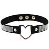Black Leather Heart Rhinestone Choker Necklace Women Crystal Choker Statement Chocker Collar Fashion Jewellery