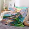 3D Painted Garden Landscape Theme Flannel Throw Blanket Soft Lightweight Warm for Living Room Bedroom Bed Sofa Couch Kids Adults Gifts