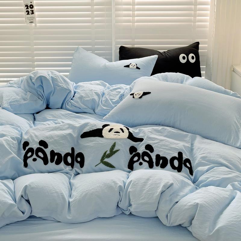 Bedding Pure Cotton Four-piece Set, Quilt Cover, Quilt Cover, Bed Sheet, Human Dormitory Three-piece Set