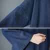 Women Plus Size Dress Solid Fashion Casual Denim Basic Long Dress Cotton Vintage Loose Blue Clothing