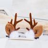 1 Pair Reindeer Antler Hair Clips for Christmas Fluffy Ear Headband with Pom Poms Festive Girls Hair Accessories Gift for Women Kids