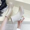 Fashion New Luxury Brand Women Beige High Heels Ankle Boots 2025 Winter Female Square Toe Chelsea Boots High Quality Short Boots Botines