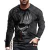Men'S Skull 3D Digital Printing Casual Sports Long Sleeve Crew Neck T-Shirt