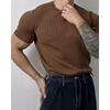Men's Summer Korean Style Slim Fit Knitted Polo Shirt - Short-Sleeve, Solid Color, Ice Silk, Turn-Down Collar