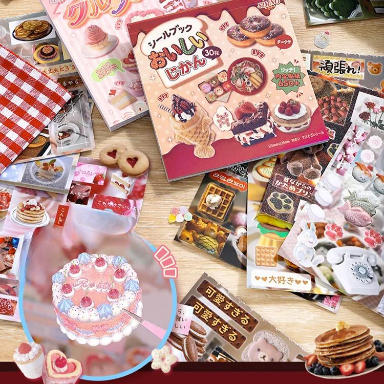 30sheet/set Retro Sweet Cake Dessert Scrapbook Journal Sticker DIY Decor Stationery Photocard Sticker Cute Aesthetic Sitcker
