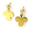 [N2534] - Gold Plated 'Card Games' Earrings (clover) - 17x11 Mm