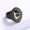 Unique Ring for Women Black Hollow Ring Inlaid with Green Zircon Jewelry Creative Women's Wedding Ring Wedding Ring