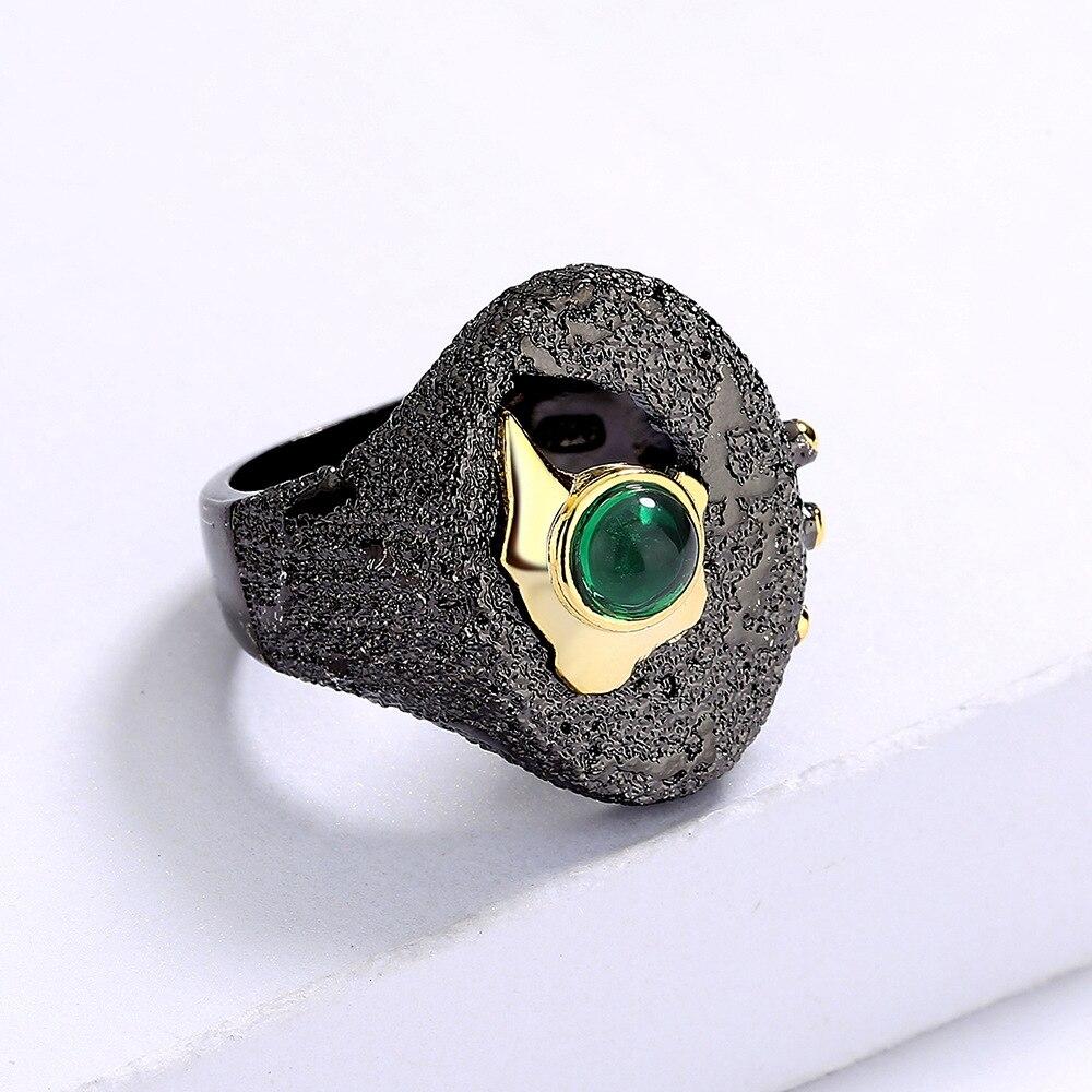 Unique Ring for Women Black Hollow Ring Inlaid with Green Zircon Jewelry Creative Women's Wedding Ring Wedding Ring