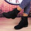Women's Fashion Black Lace-Up Ankle Boots Spring Autumn Comfortable Low Block Heel Short Boots Woman Plus Size Botas Mujer 2025