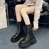 Fashion Ladies Shoes 2024 Hot Sale Lace Up Zipper Women's Boots Autumn Round Toe Solid Short Barrel Platform Water Proof Fashion Boots