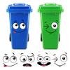 Cartoon Face Trash Can Stickers Self-Adhesive Waterproof Pvc Glossy Finish For Wall, Toilet, Refrigerator Indoor Outdoor