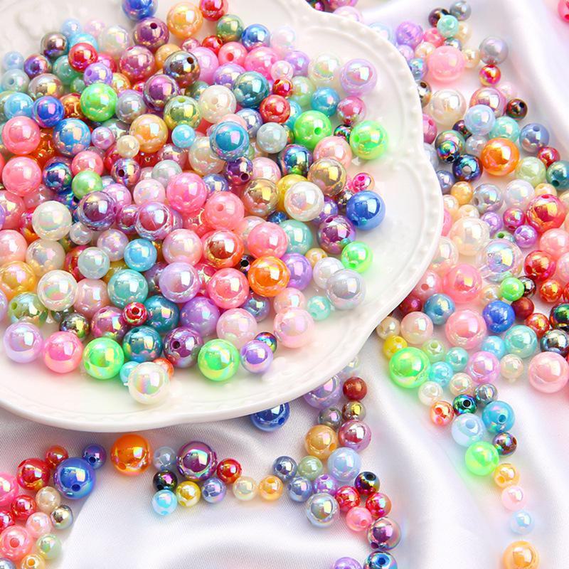 Acrylic ABS Imitation Pearl AB Color Round Beads for DIY Bracelets and Jewelry Accessories