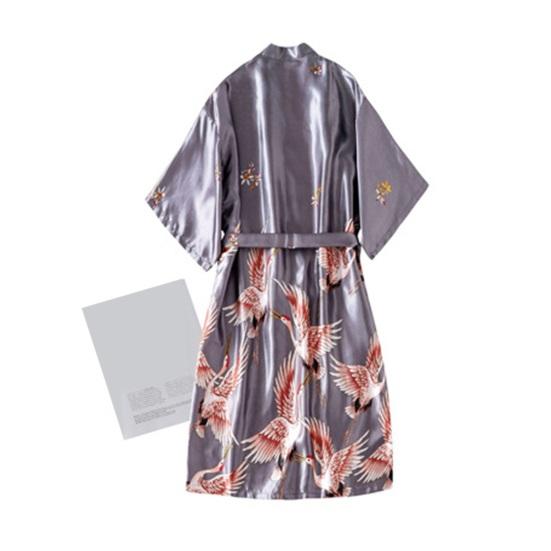 2 Pcs/Set Women Ice Silk Pajama Set Satin Printed V Neck Spaghetti Strap Loose Nightdress Half Sleeve Lace-up Waist Nightgown Lady Sleepwear