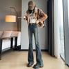 Retro Flared Jeans for Women In Spring and Autumn New Style High-waisted Slim and Elastic Horseshoe Slim and Slim Floor Pants