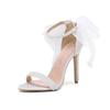 Fashion New Fish Mouth Bowknot Pearl Sandals Summer Fashion Shallow Mouth Wedding Dress Bridal Banquet High Heel Women's Single Shoes 43