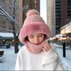 Twist Striped Knitted Hat, Bib, One-piece Plus Velvet Kit, Warm Ears, Neck Protection, Cold Wave Protection