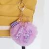 Adorable A-Z Letters Initial Keychain Sparkling Resin Alphabet Fluffy Hairball Pendant Backpack Decoration Accessories Gifts