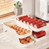 Automatic Rolling Egg Holder Rack Refrigerator Egg Storage Box Eggs Dispenser Fridge Egg Basket Container Kitchen Organizer