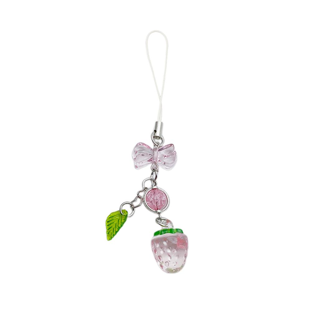 Simple Cherry Strawberry Phone Charm Straps Car Key Hangings Pendants Fashion Bag Decoration Lanyard Purse Accessories