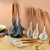 Silicone Kitchenware 7-Piece Set: Includes Pot Spatula, Chinese Spatula, Silicone Spatula, and Storage Stand.