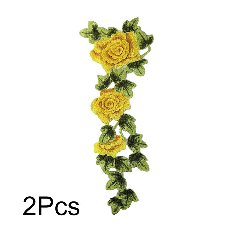 2Pcs Flower Applique Fashion Cheongsam Patch Fabric Sticker Lace Patches Sewing DIY Dress Embroidered Garment Accessories