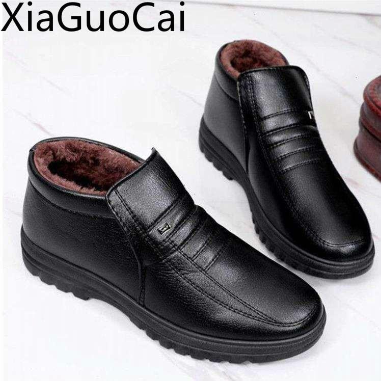 MAITA Men's Casual Leather Shoes Warm Winter Shoes
