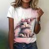 Women's T Shirt 3D Rabbit Print Casual Short Sleeve T-Shirts Summer Fashion Streetwear O Neck Pullover Female Oversized Clothing