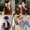 Chiffon Bow Hair Clip Women Large Bowknot Stain Hairpin Barrettes Girls Solid Color Ponytail Clip Hair Accessories Headwear Gift