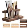 Wood Pen Holder 9 Slots Cell Phone Stand Aesthetic Organizer Natural