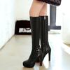 Women's High Boots Winter Platform Sexy Black White Heeled High Knee Boot Female Fashion Buckle Zipper Long Tall Shoes Ladies