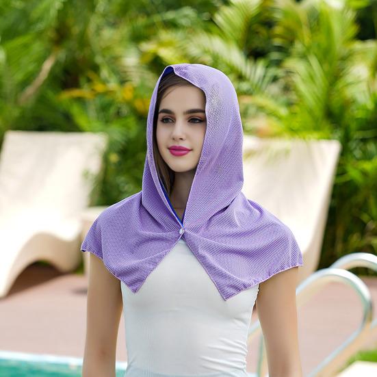 Cooling Hoodie Towel Neck Face Sun Protection Ice Towel Summer Hot Weather Breathable Sports Gym Workout Head Wrap Shawl
