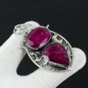 Kashmir Ruby Gemstone Pendant, Healing Pendant, 925 Sterling Silver Pendant, Ruby Double Gemstone Pendant, Lab Made Jewelry Pendant For Gift
