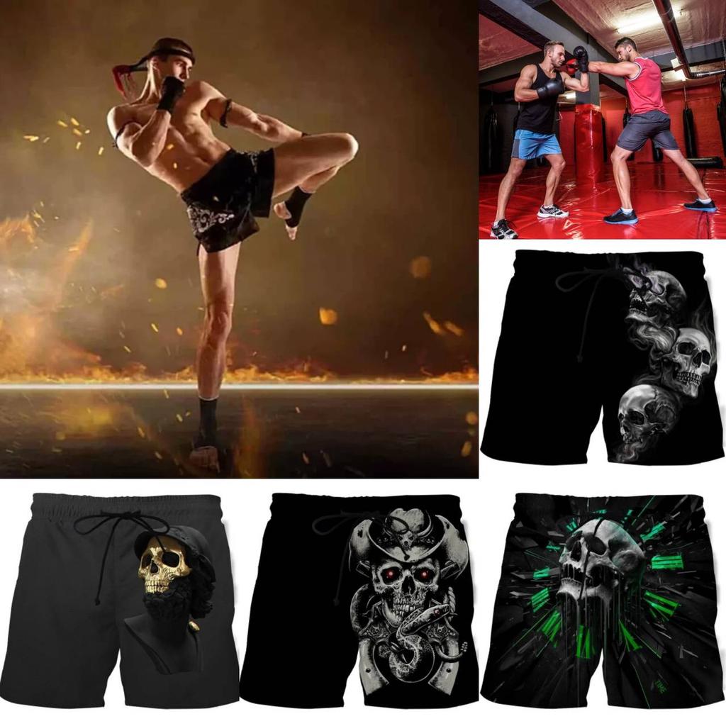 Dark Skull Ghost Horror Skeleton Boxing Shorts Pants 3D Print Fighting Training Unisex Men Women Quick Dry Fitness Gym Sport Workout Casual Streetwear