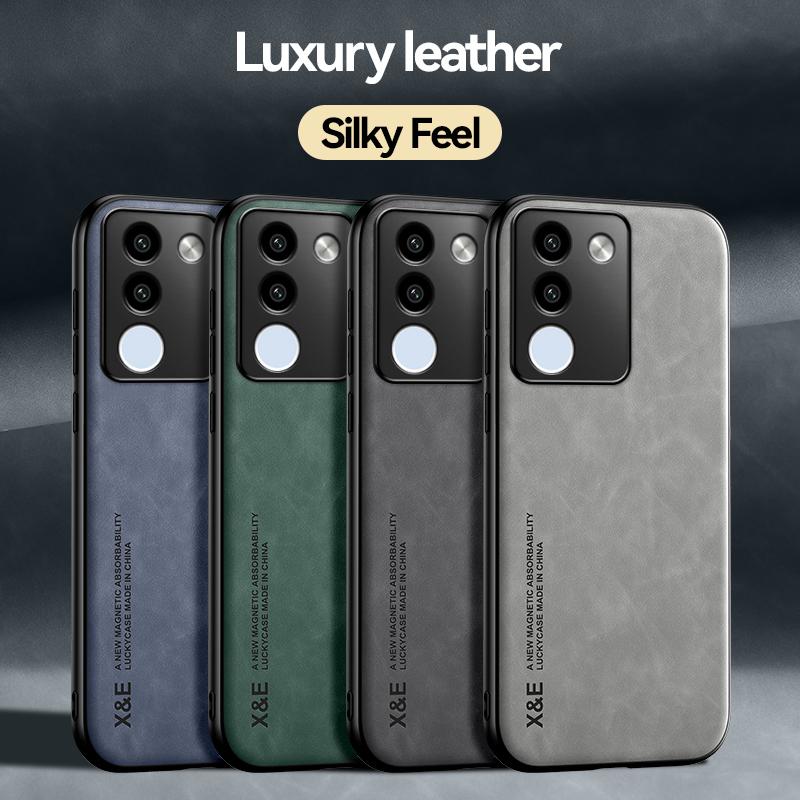 Magnetic Luxury Leather Phone Case for VIVO V29E V29Lite V27E V25 V15Pro V11i Z5 Z3i U3X Cover with Metal Plate Support Car Hold