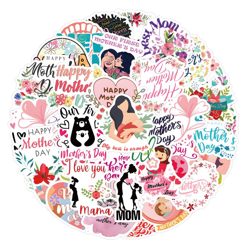 55 New Mother's Day Graffiti Stickers Decorate Notebook Suitcase Handbook Stickers