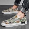 Fashion Branded Casual Loafers Men Designer Print Men Canvas Shoes Comfortable Slip-On Flat Sneakers Men Luxury Skateboard Shoes
