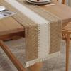 Party Table Runner Weaving Fabric Boho Style Tassel Decor Contrast Color Braided