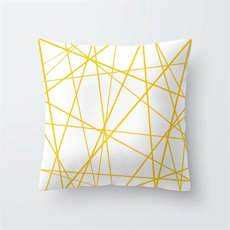 45x45cm Fashion Yellow Geometric Printing Pillowcase Sofa Hotel Office Seat Lumbar Cushion  Cover Home Decoration