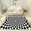 Trap Effect Vortex Illusion Rug Bottomless Hole Carpet Geometric Black White Grid Bedroom Living Room Anti Slip Floor Mats