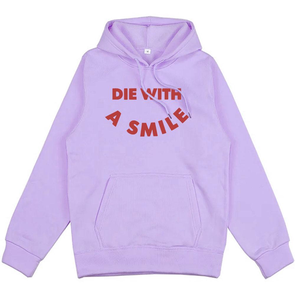 Hip Hop Streetwear Die with A Smile Bruno Mars Lady-Gaga Hoodies Unisex Winter Graphic Sweatshirt Fashion Men Women Tops